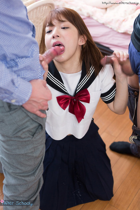 Kogal Mari Rika face sits delivery man and sucks his cock