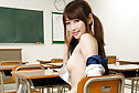 Teen Japanese girl Mana Aoki stripping kogal uniform in class