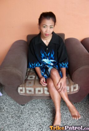 Skinny LBFM Ashley strips and poses nude on sofa