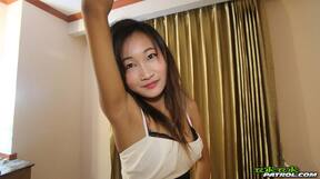 LBFM Bik stripping and fucked on her back to creampied pussy