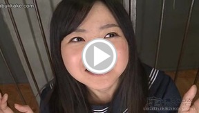 Kogal Kotomi sucking cock in uniform and bukkake facials